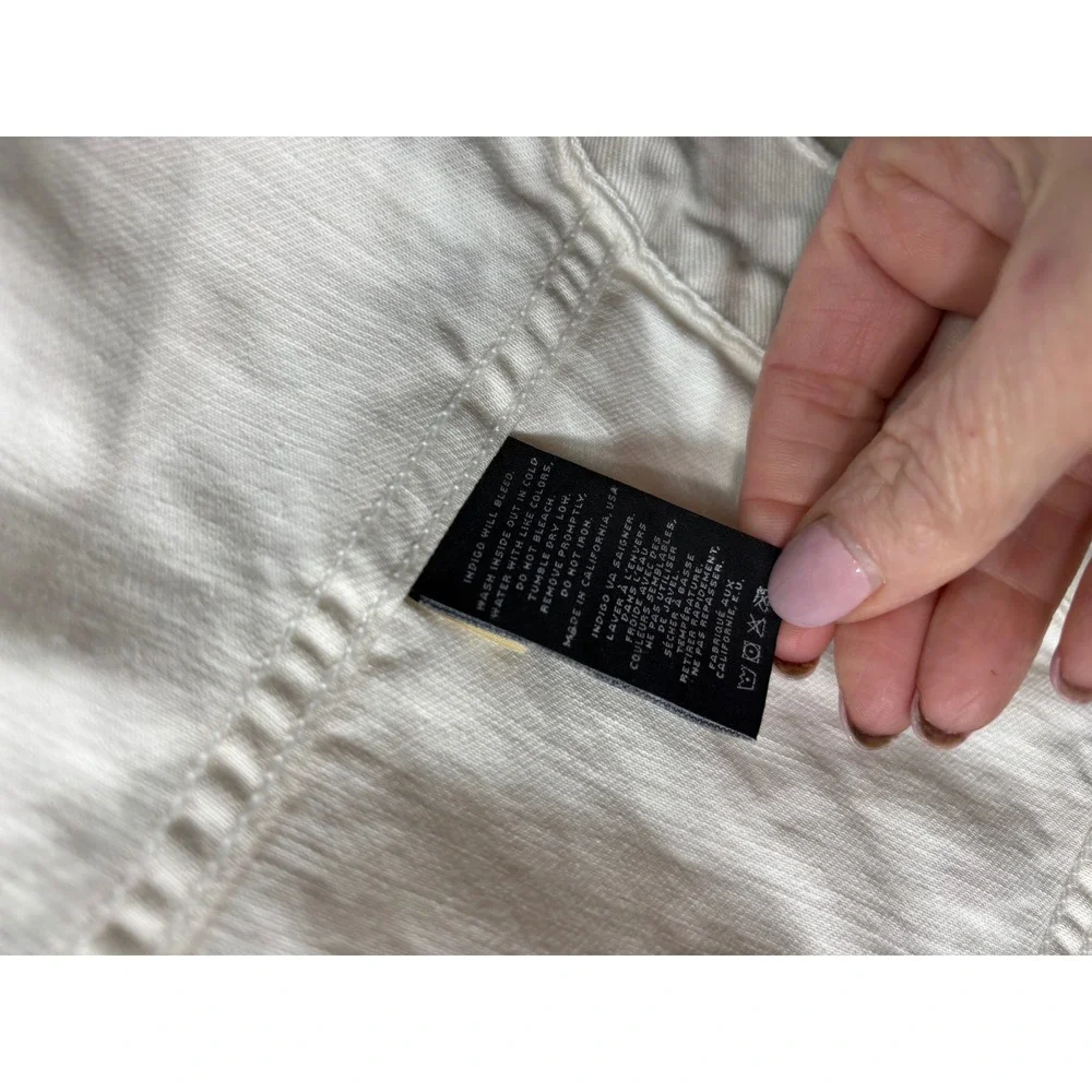 J Brand Womens White Distressed Denim Jacket Frayed Raw Hem Size M #896